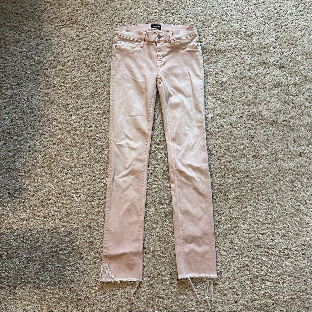 Hudson Jeans Tally Deep Cuff Crop Skinny in Worn Rosewater Pink Wash SZ 25